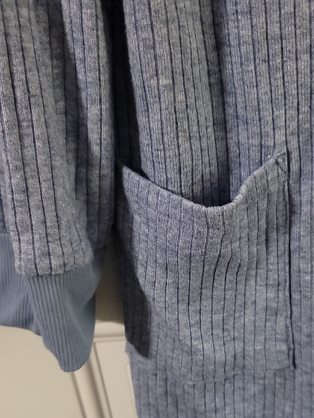 Light Blue Ribbed Button-Up Cardigan - Picture 3 of 7